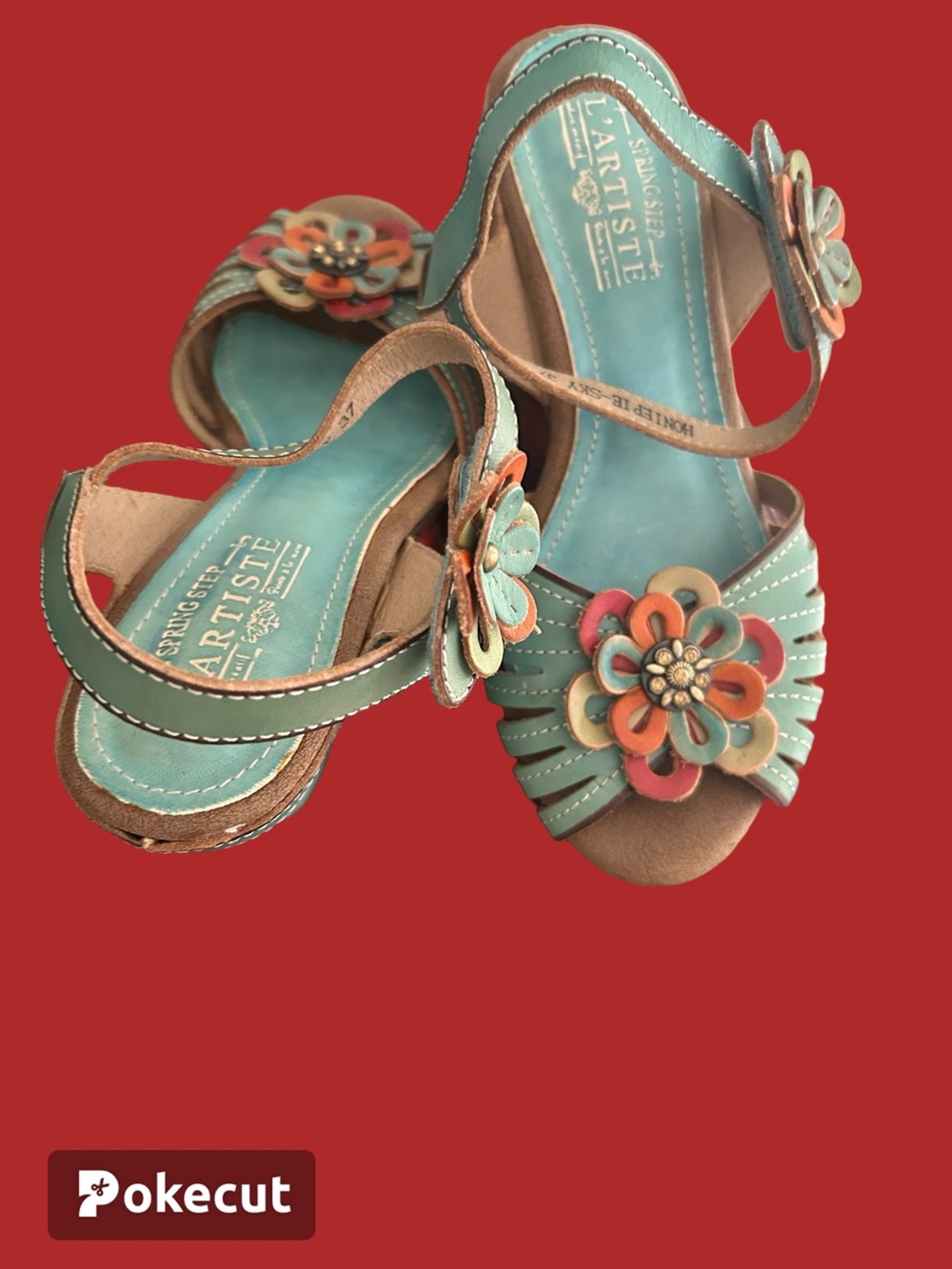 Artiste Women’s Turquoise Multi-Color Floral Sandals
